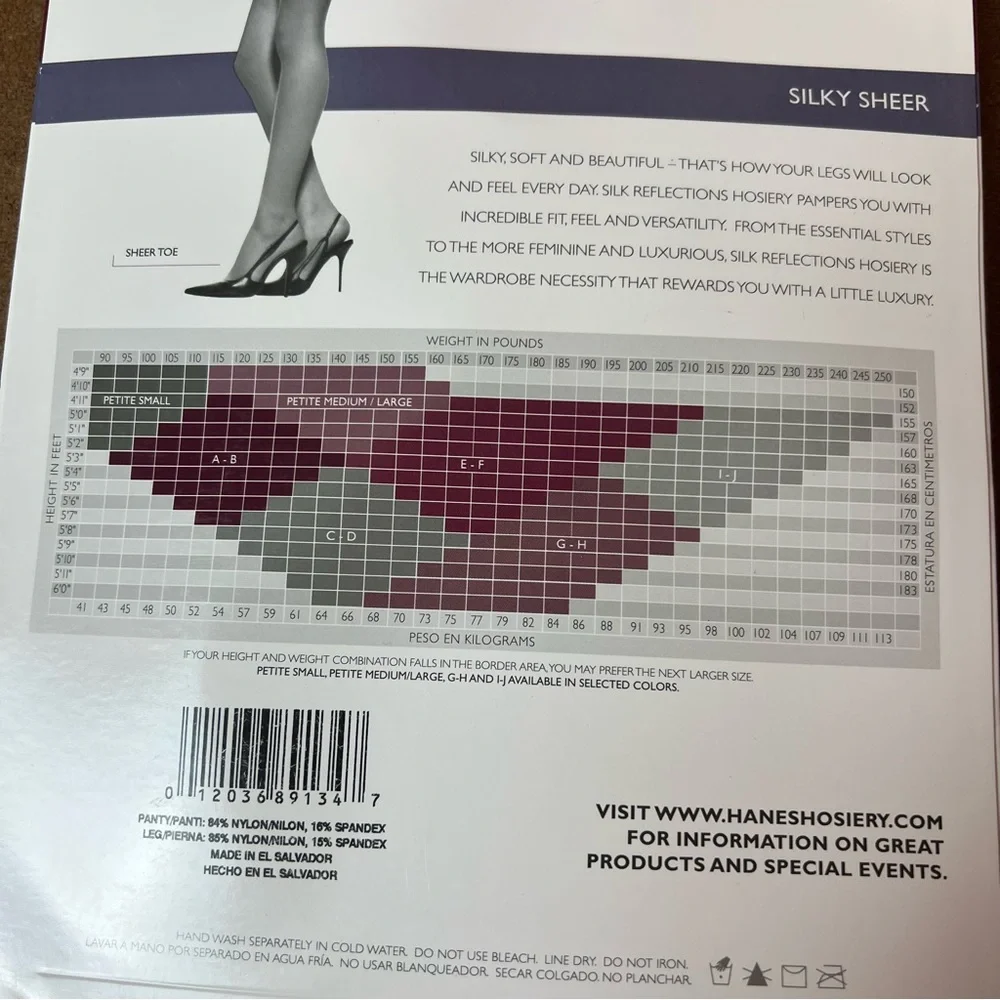 Hanes Silk Reflections Silky Sheer Control Top Sheer Toe Pantyhose, size IJ